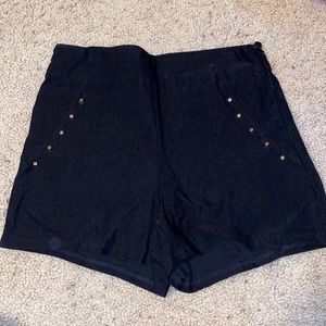 High waisted BLACK NYLON SHORTS
